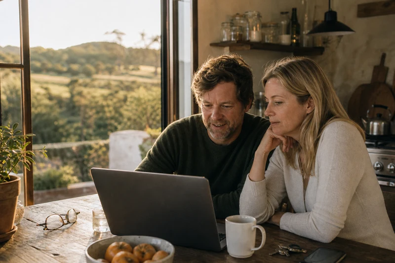Expat reviewing Portugal tax questions on a laptop with their consultant