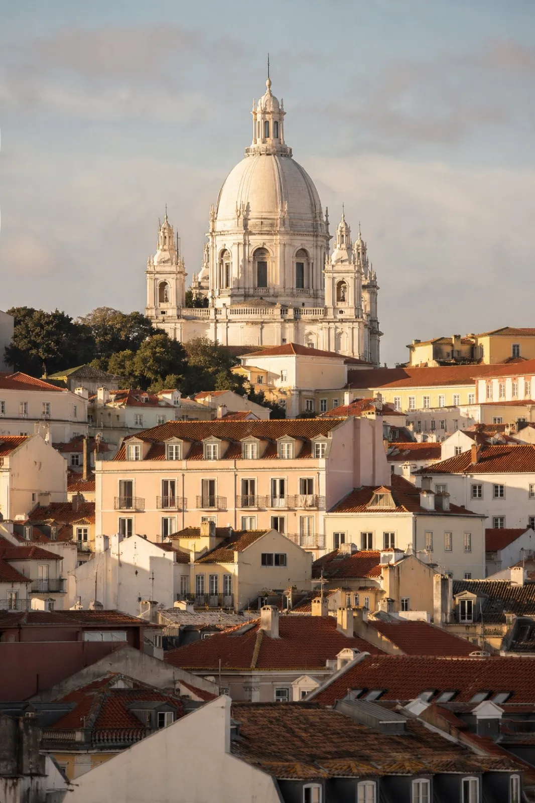Estrela Basilica dome above Lisbon rooftops