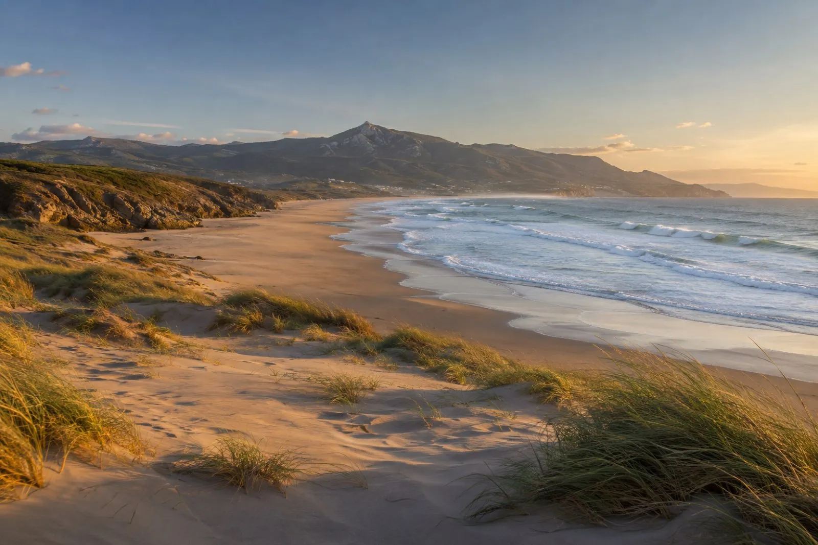 Guincho dunes with Atlantic surf and Sintra hills